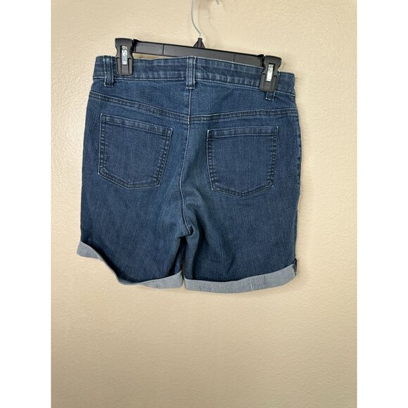 Croft & Barrow Womens‎ Blue Bermuda Shorts cuffed button zipper cotton - Picture 2 of 4